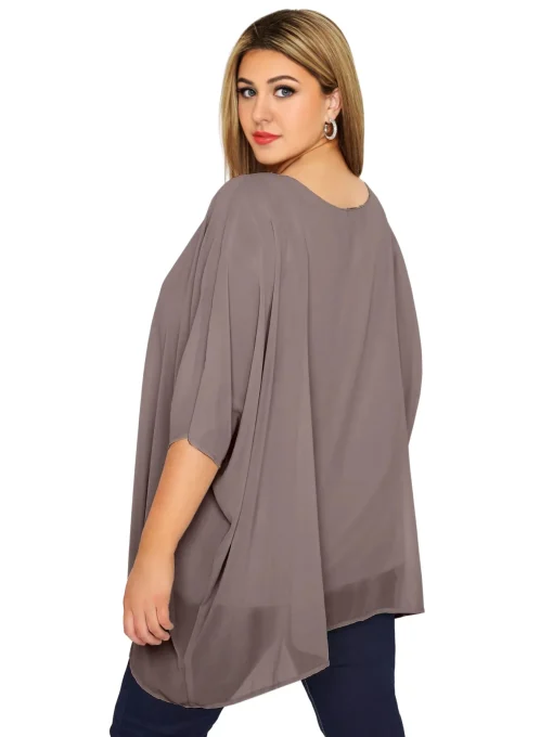 Plus Size Loose Batwing Cape Blouse - Image 4