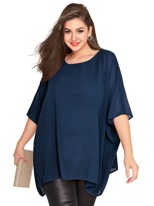 Plus Size Batwing Sleeve Cape Blouse 7XL