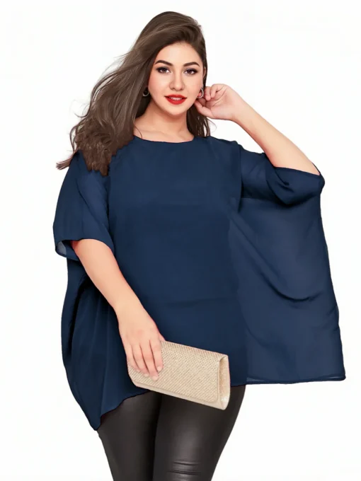 Plus Size Batwing Sleeve Cape Blouse 7XL - Image 2