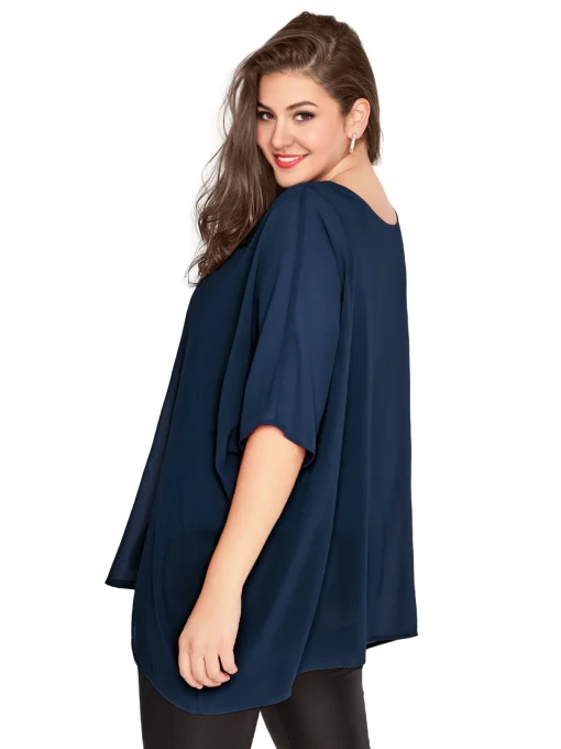 Plus Size Batwing Sleeve Cape Blouse 7XL - Image 3