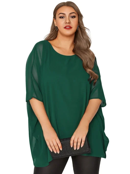 Plus Size Elegant Batwing Sleeve Summer Blouse