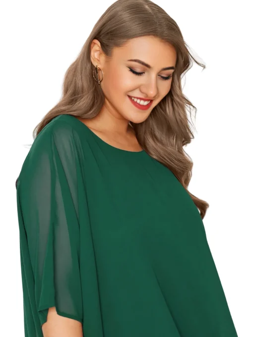 Plus Size Elegant Batwing Sleeve Summer Blouse - Image 4