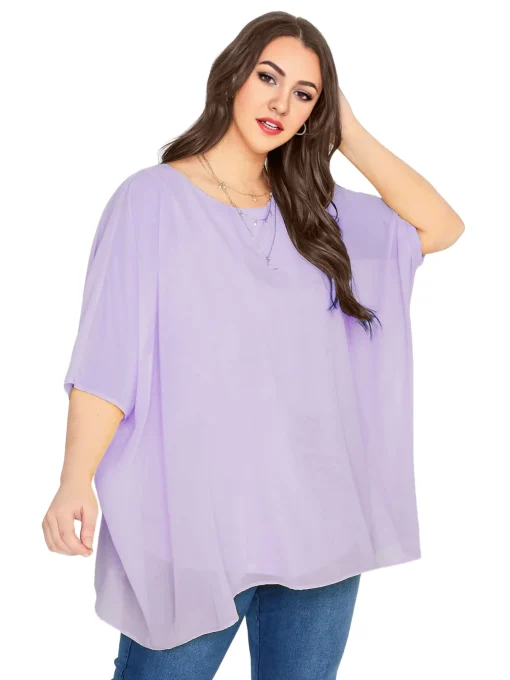 Plus Size Batwing Cape Blouse - Image 2