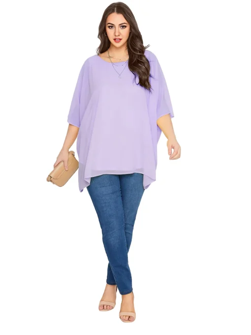 Plus Size Batwing Cape Blouse - Image 4