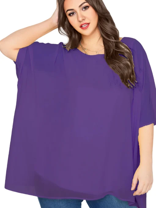 Plus Size Batwing Cape Blouse - 7XL