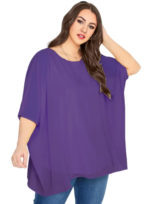 Plus Size Batwing Cape Blouse - 7XL - Image 2