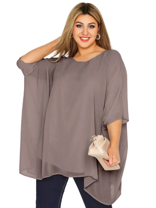 Plus Size Loose Batwing Cape Blouse