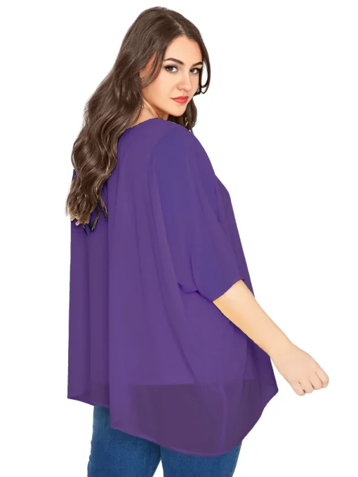 Plus Size Batwing Cape Blouse - 7XL - Image 3