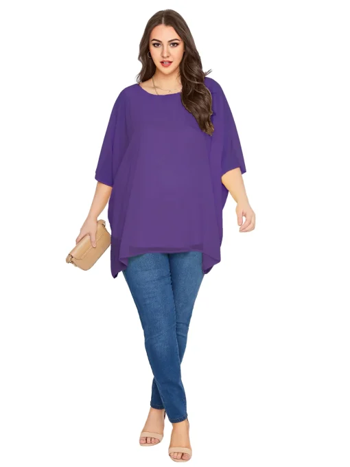 Plus Size Batwing Cape Blouse - 7XL - Image 4