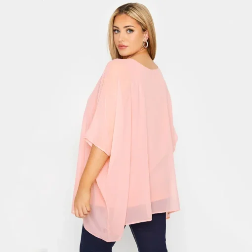 Plus Size Elegant Batwing Sleeve Blouse - Image 2