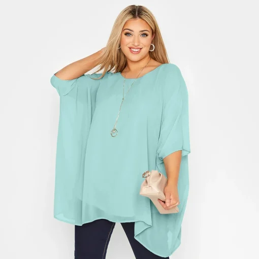 Plus Size Batwing Cape Blouse