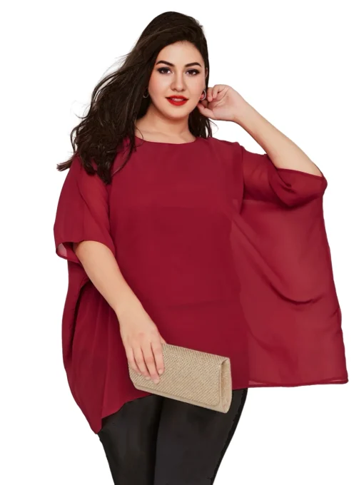 Plus Size Batwing Cape Blouse