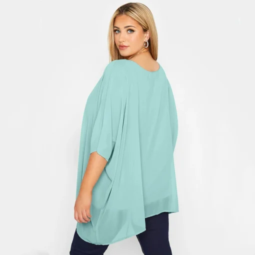 Plus Size Batwing Cape Blouse - Image 2