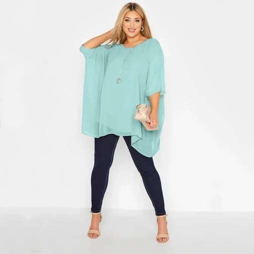 Plus Size Batwing Cape Blouse - Image 4