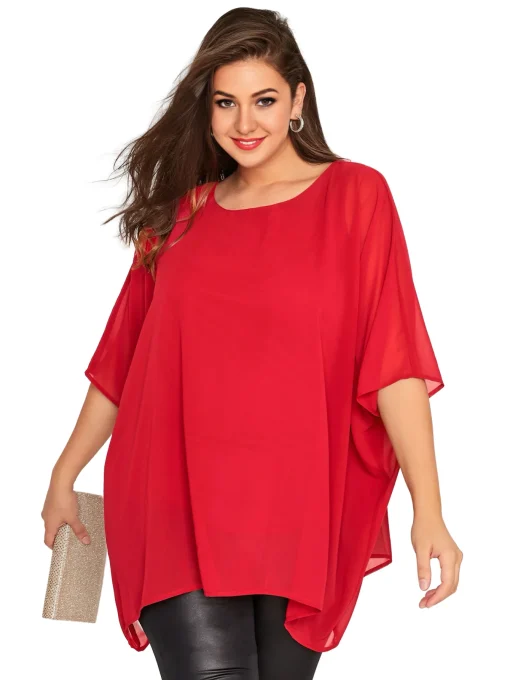 Plus Size Batwing Cape Blouse