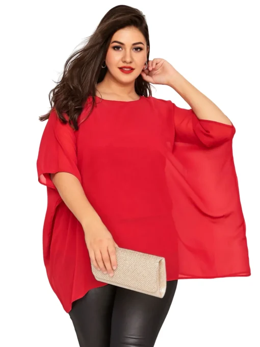 Plus Size Batwing Cape Blouse - Image 3