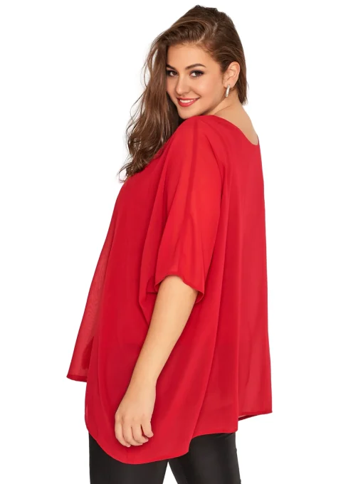 Plus Size Batwing Cape Blouse - Image 4