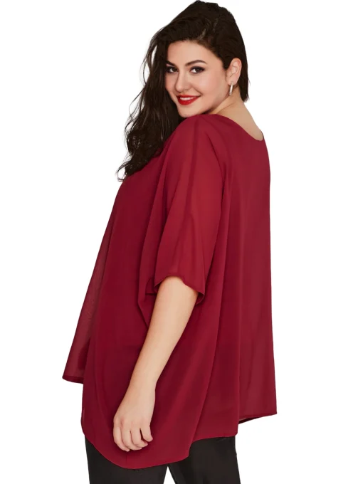 Plus Size Batwing Cape Blouse - Image 3