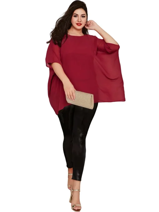 Plus Size Batwing Cape Blouse - Image 4