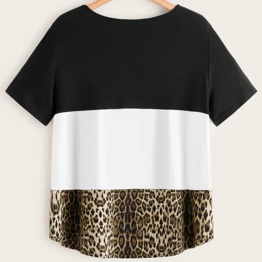 Plus Size Leopard T-Shirt - Short Sleeve - Image 2