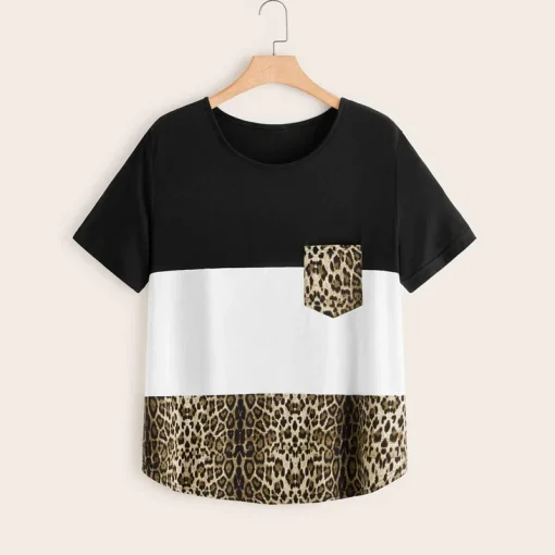 Plus Size Leopard T-Shirt - Short Sleeve