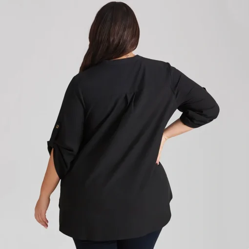 Plus Size Black Tunic Blouse 6XL - Image 5