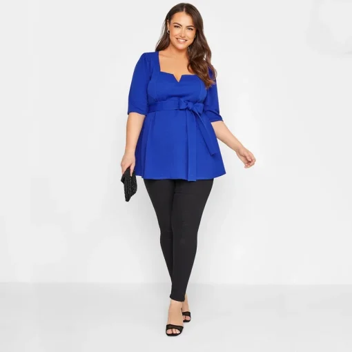 Plus Size Belted Peplum Top - Image 3