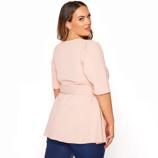 Plus Size Belted Peplum Top - Image 2