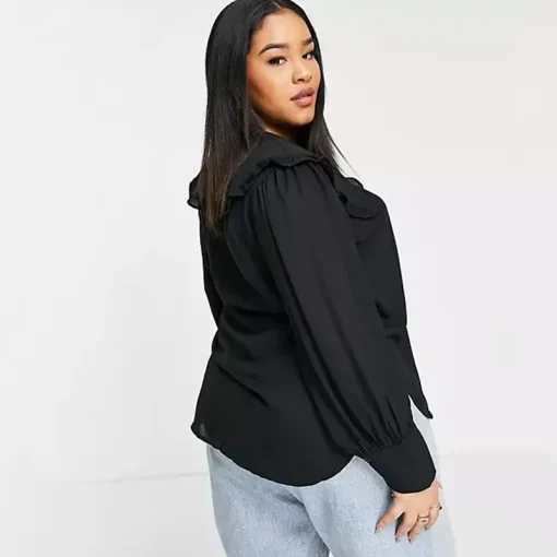 Plus Size Peter Pan Collar Frill Blouse - Image 2