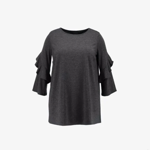 Plus Size Ruffle Sleeve Cotton T-Shirt Blouse - Image 3