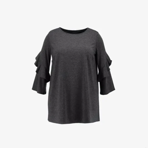 Plus Size Ruffle Sleeve Cotton T-shirt - Image 3