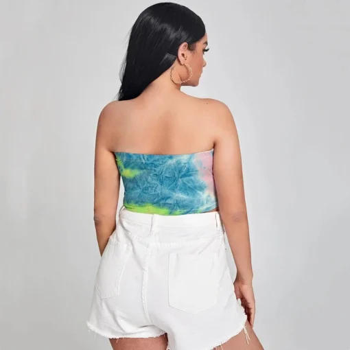 Plus Size Tie-Dye Strapless Crop Top 6XL-8XL - Image 3