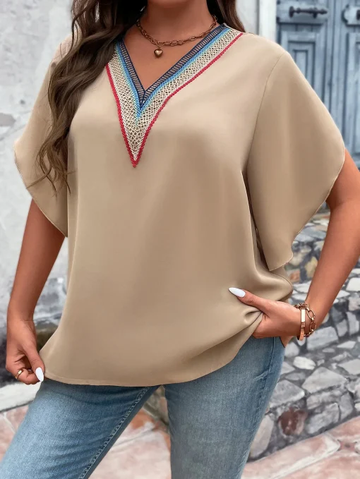 Plus Size Ruffle Sleeve Blouse - Image 3