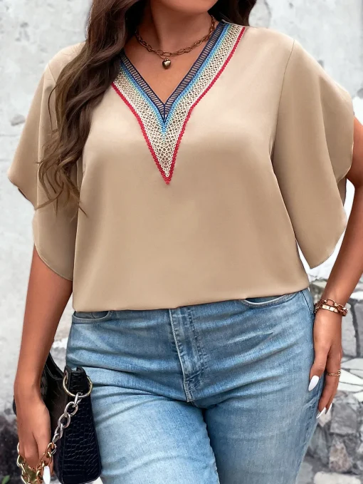 Plus Size Ruffle Sleeve Blouse