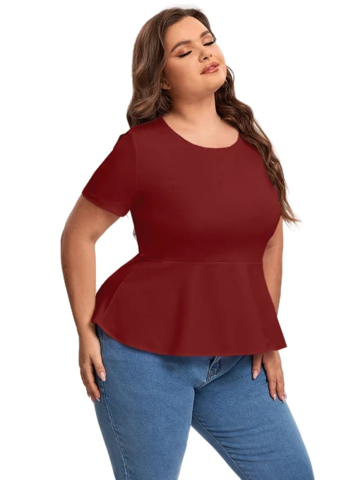 Plus Size Peplum Top - Keyhole Back 7XL 8XL - Image 3