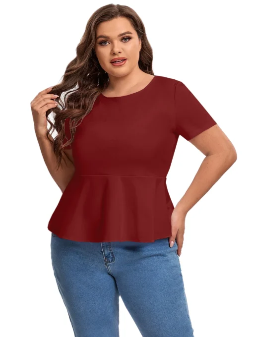 Plus Size Peplum Top - Keyhole Back 7XL 8XL - Image 4