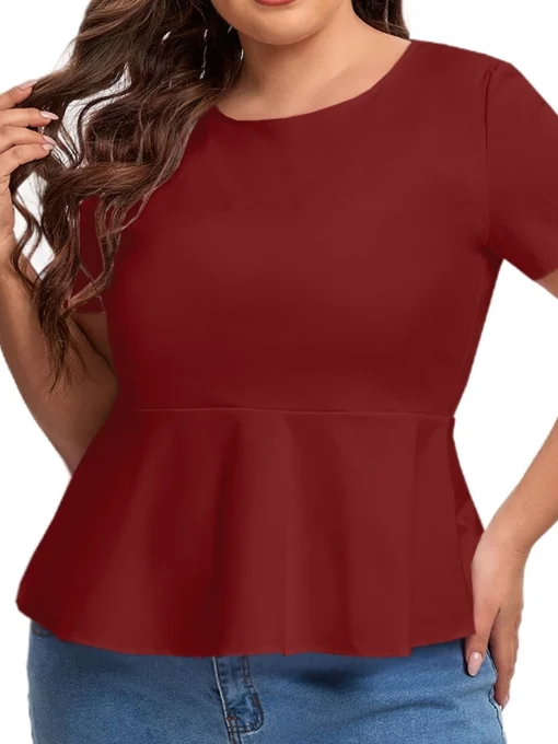 Plus Size Peplum Top - Keyhole Back 7XL 8XL - Image 5