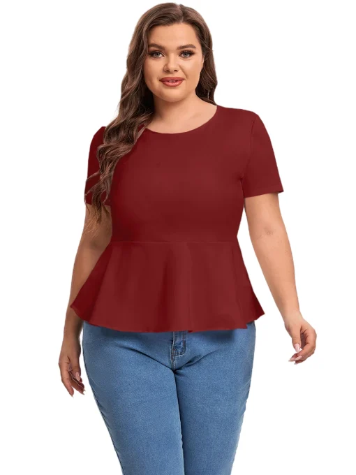 Plus Size Peplum Top - Keyhole Back 7XL 8XL