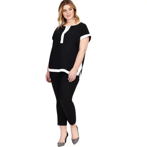 Plus Size Black & White Blouse - Image 3