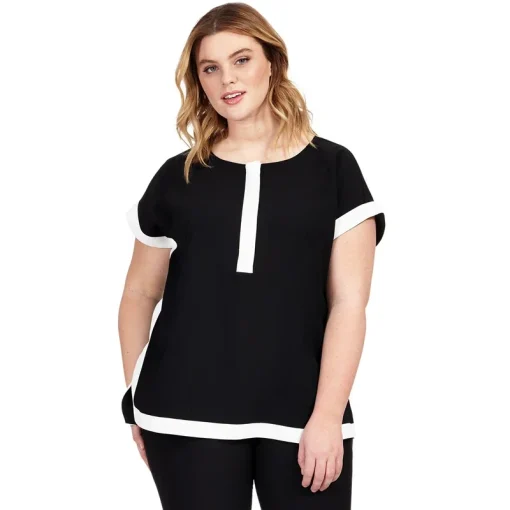 Plus Size Black & White Blouse