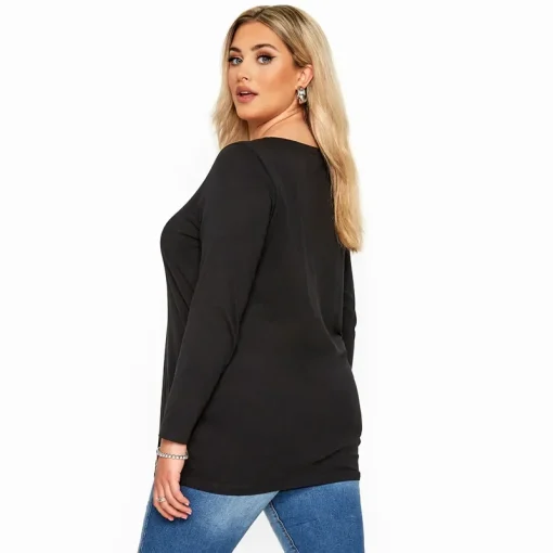 Plus Size Black Cotton T-Shirt 5XL-8XL - Image 2