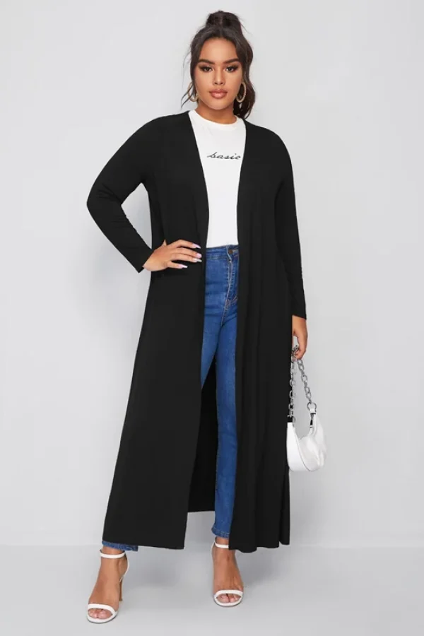Plus Size Elegant Long Sleeve Maxi Cardigan