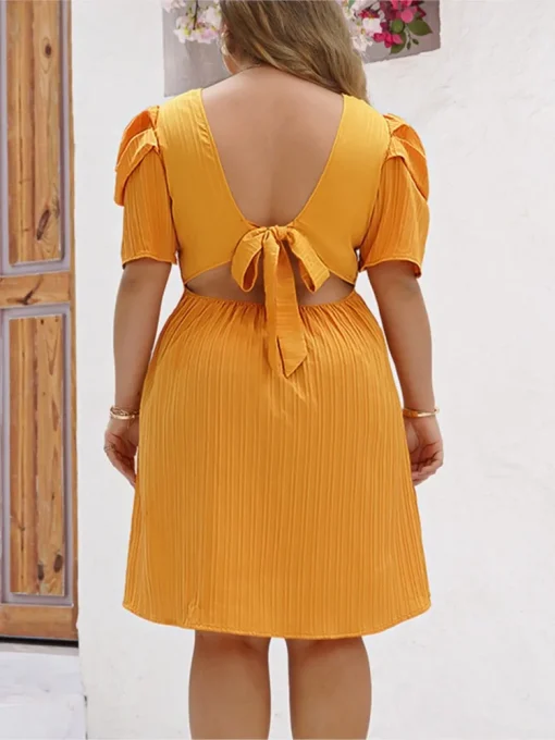 Plus Size Midi Puff Sleeve Dress - Image 5