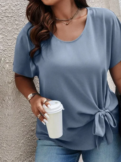 Plus Size Irregular Pleated Cropped Top - Image 3