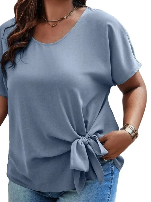 Plus Size Irregular Pleated Cropped Top - Image 4