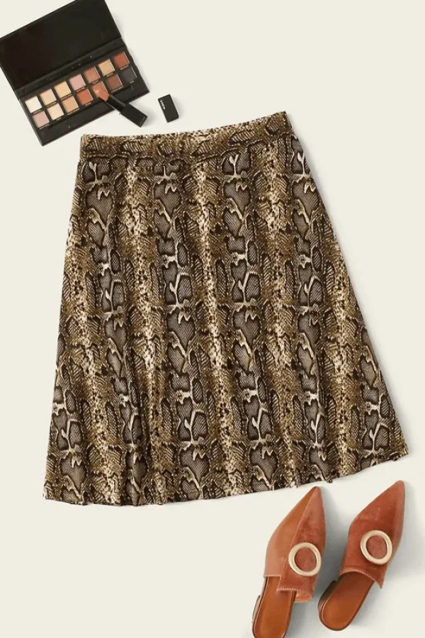 Plus Size Snakeskin Print A-Line Skirt
