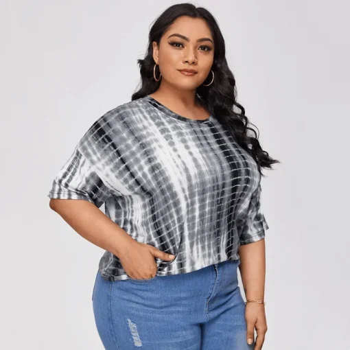 Plus Size Tie Dye Casual T-Shirt 3XL-8XL