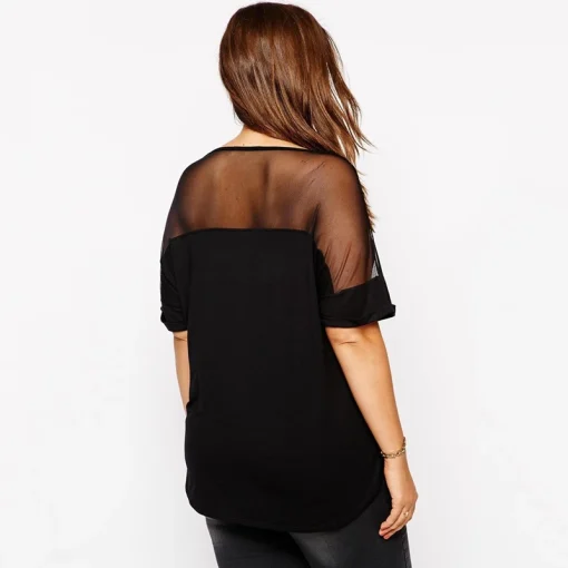 Plus Size Mesh Patchwork Top - Image 2