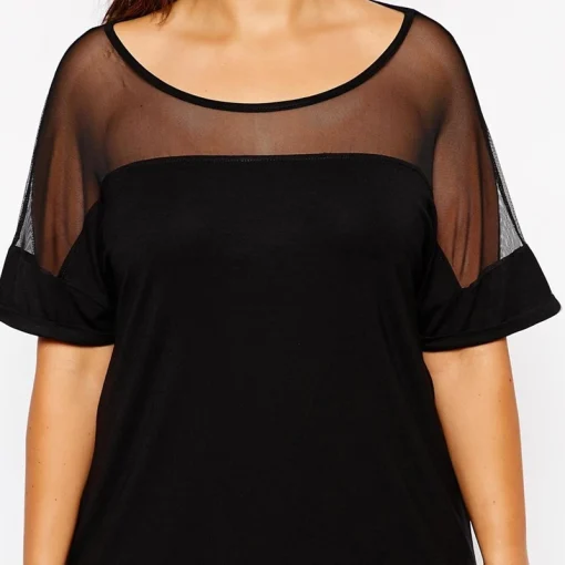 Plus Size Mesh Patchwork Top - Image 4