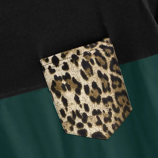 Plus Size Color Block Leopard Tee - Image 4